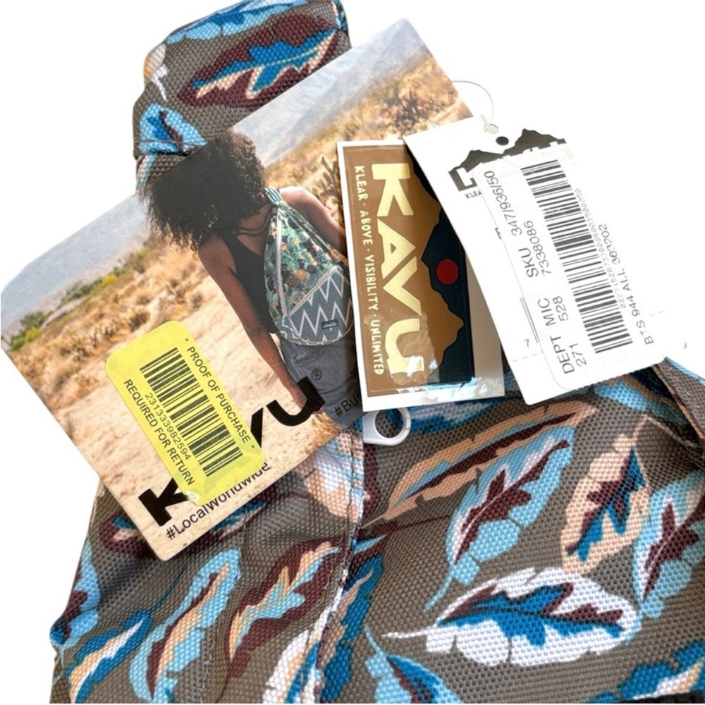 KAVU Rope Sling Crossbody Bag Fine Feathers Pattern NWT Outdoor Gorpcore - Picture 2 of 11